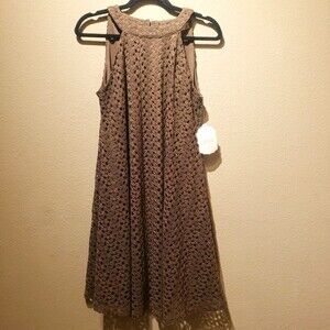 Altar'd State Atlanta Brown Lace Sleeveless Swing Dress NWT Size M